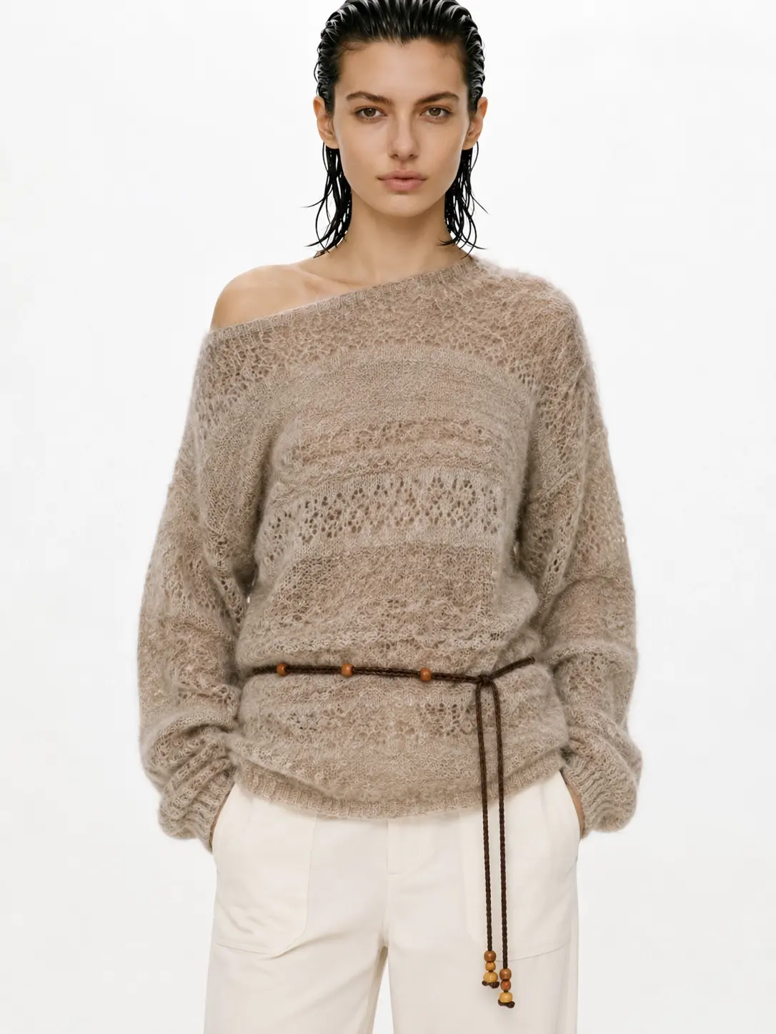 baby alpaca wool sweater front display